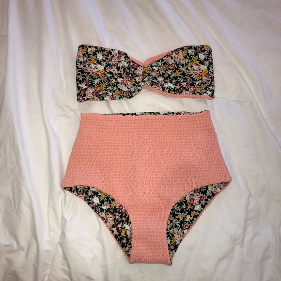 Tori Praver Textured  Pink and Floral Bikini Set - Picture 3 of 8